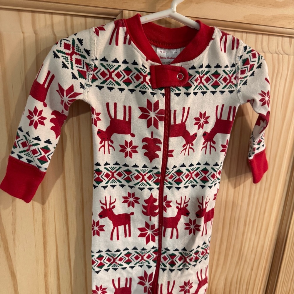 Hanna Andersson‎ Pajamas Nordic Christmas Holiday Organic Cotton Onesie 12-18 m